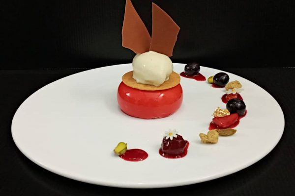 Strawberry Mousse with Berry Compote Dessert